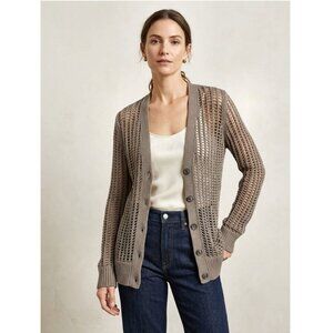 ATM Anthony Thomas Melillo Mama Open-Knit Cotton Cardigan, Taupe, Womens Size XS
